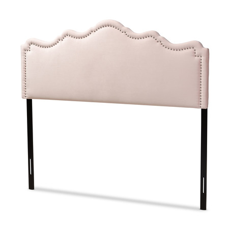 BAXTON STUDIO Nadeen Light Pink Velvet Upholstered King Size Headboard 156-9342